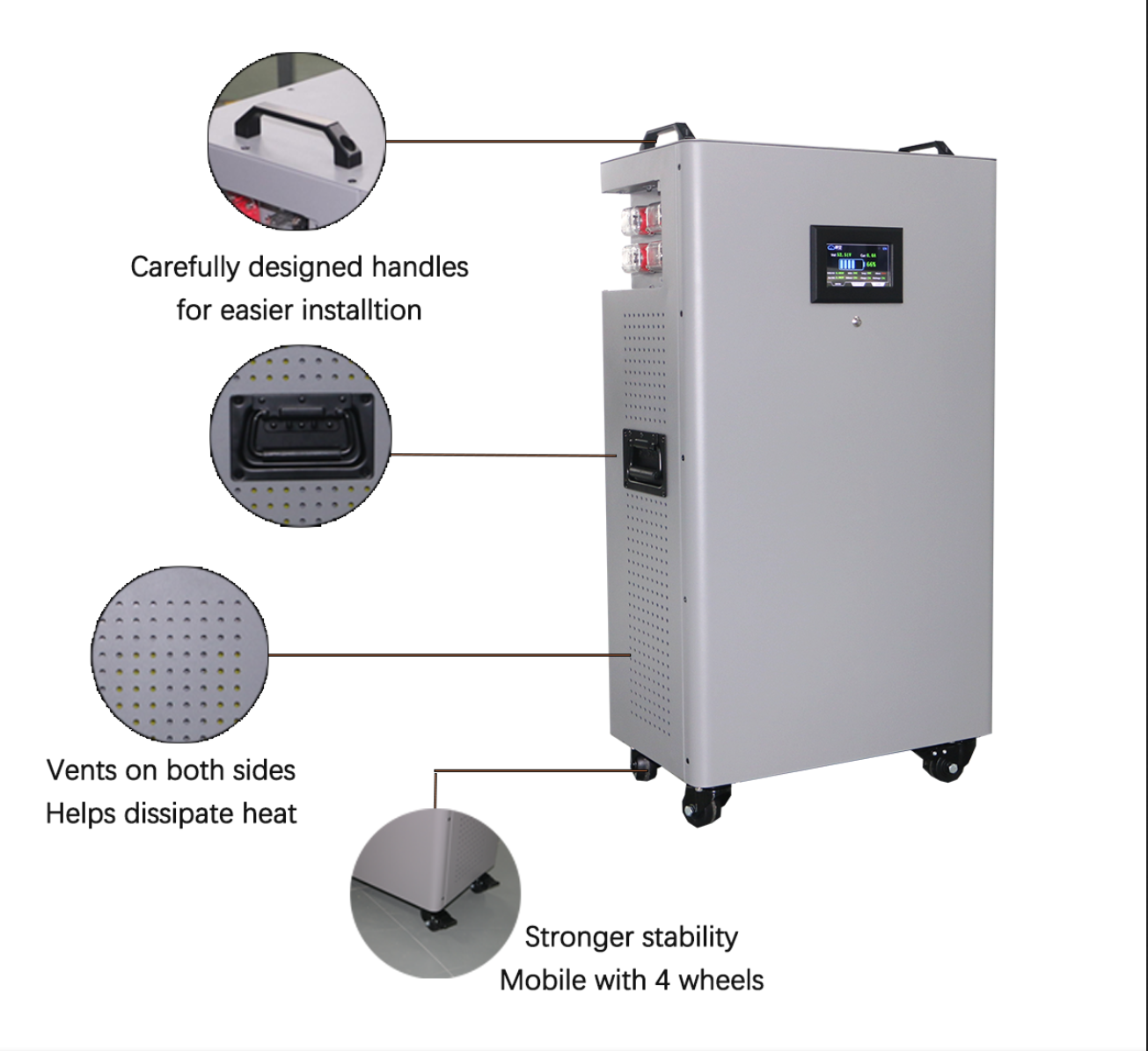 Vertikalna solarna baterija (LiFePo4) 16kWh/314Ah 48V MB31 JK BMS 200A